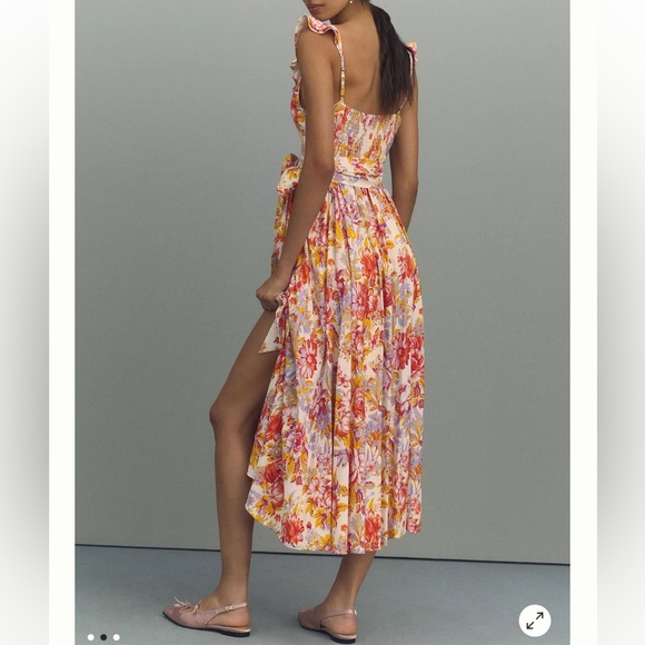 NWT BHLDN Sadie Fit and Flare Floral Linen Dress Wedding Guest Dress Size Medium - Picture 2 of 15